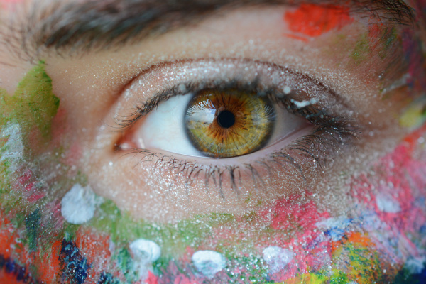 Eye with colourful makeup